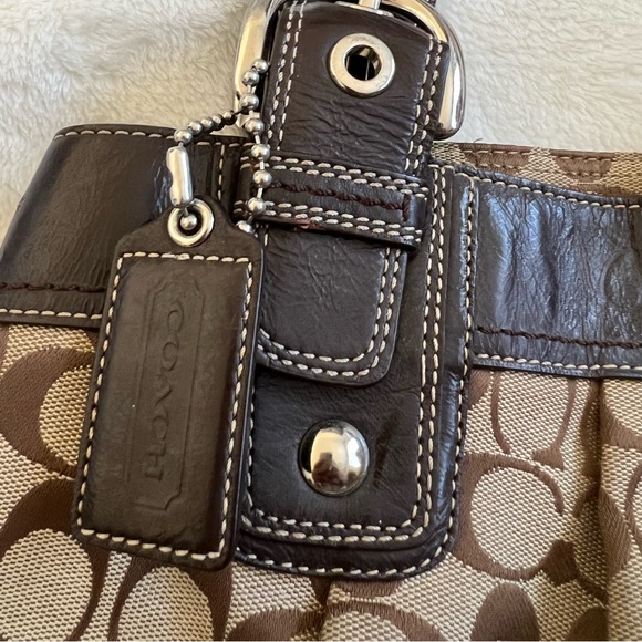 11 inch length 15 inch width. Coach shoulder bag, brown, light brown, tan color - Picture 4 of 8